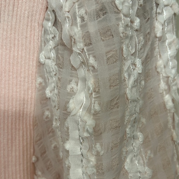 Entro Blush Pink Top with Lace Puff Sleeves - Picture 2 of 4